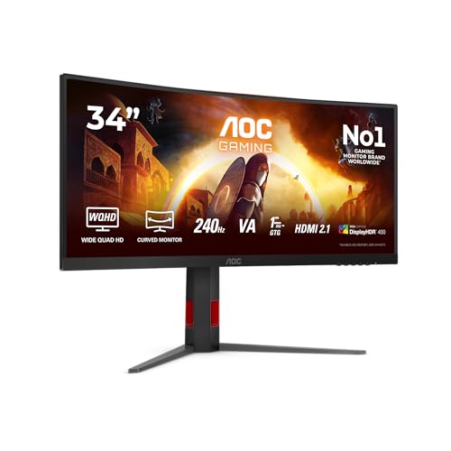CU34G4Z 34 Zoll Curved, UW-QHD USB Hub Gaming Monitor, 240Hz, Fast VA Panel, 1ms GtG, HDR400, FreeSync Premium, Höhenverstellung,(3440x1440 HDMI 2X 2.1 DP 1x 1.4) Schwarz
