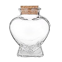 LUFFY Nano Marimo Jar - Clear Empty Heart shaped Glass Bottle with Cork Stopper - Perfect for Aromatherapy Oils, Party Favors, Spices, Bath Bubbles and DIY Projects