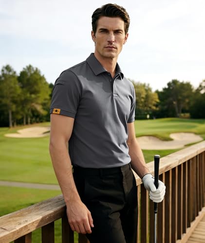 JACKETOWN Men's Short Sleeve Polo Shirt Quick Dry Breathable Polo Tennis Polo Summer Men's Golf Sports Shirt Casual Basic Polo