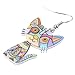 Acrylic Drop Cat Earrings Pets Funny Design 7 Color Lovely Gift For Women By The Bonsny (Blue)