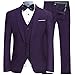 YFFUSHI Men's Slim Fit 3 Piece Suit One Button Business Wedding Prom Suits Blazer Tux Vest & Trousers Purple