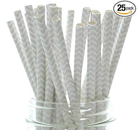 Amazon Com Silver Gray Chevron Straws Wedding Paper Straws