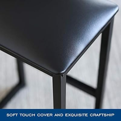 HOMOOI 24" Bar Stool Set of 2 Counter Height Bar Stools with Footrest Cushioned Top Backless Kitchen Dining Chair with Metal Frame, Black 41I4pxj9FDL