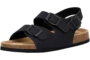 CUSHIONAIRE Liana JR Toddler Sandals with Adjustable Heel Strap – Cork Footbed Summer Sandals for Kids, Boys and Girls