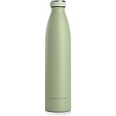 LARS NYSØM Stainless Steel Insulated Water Bottle 12oz 17oz 25oz 34oz 51oz | Insulated Thermo Flask for Hot and Cold Beverages | Leakproof Drinking Bottle (Sage Green, 33.9oz)