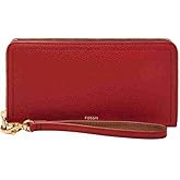 Fossil Women's Logan Leather RFID-Blocking Zip Around Clutch Wallet with Wristlet Strap for Women