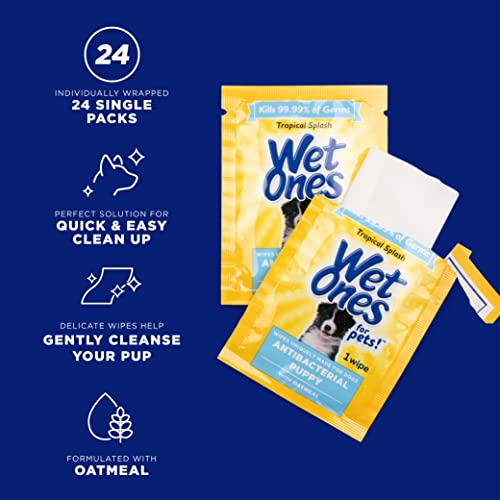 Wet Ones for Pets Grooming Puppy Wipes with Oatmeal, 24 Ct Singles 48