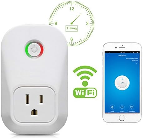 VRAMBO Wi-Fi Smart Plug Power Switch Socket Outlet Wireless Remote Control Timer Turn On/Off Electrics for Household Appliances by Cellphone iPhone IOS/Android App Anywhere Anytime