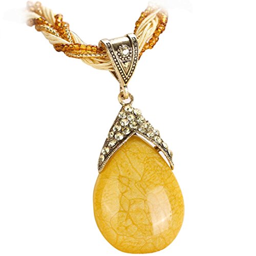 Clearance!! WYTong Women Rhinestone Amber Gem Jewelry Necklaces Bohemian Pendant Collar Necklace (Yellow)