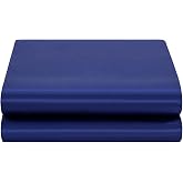 Satin Flat Sheet Only 1 - Piece Top Sheet, Extra Soft Silky Flat Bed Sheets Sold Separately (Navy Blue, Queen - Satin Flat Sheet Only)