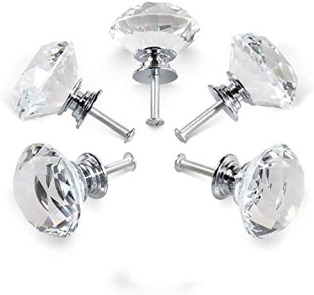 8 Pcs Crystal Glass Cabinet Knobs 40mm Drawer Handles Kitchen Dresser Cupboard Wardrobe Pulls Handles