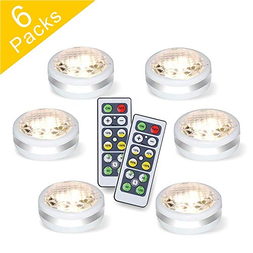 Puck Lights With Remote,Wireless Led Puck Lights Battery Operated, Led Puck Lights With Remote Control, Led Under Cabinet Lighting, Dimmable Closet Light, Battery Powered (diamond pattern puck lights)