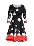 Dongpai Women's Christmas Santa Claus Party Dress Casual Long Sleeve Round Neck Tunic Dress