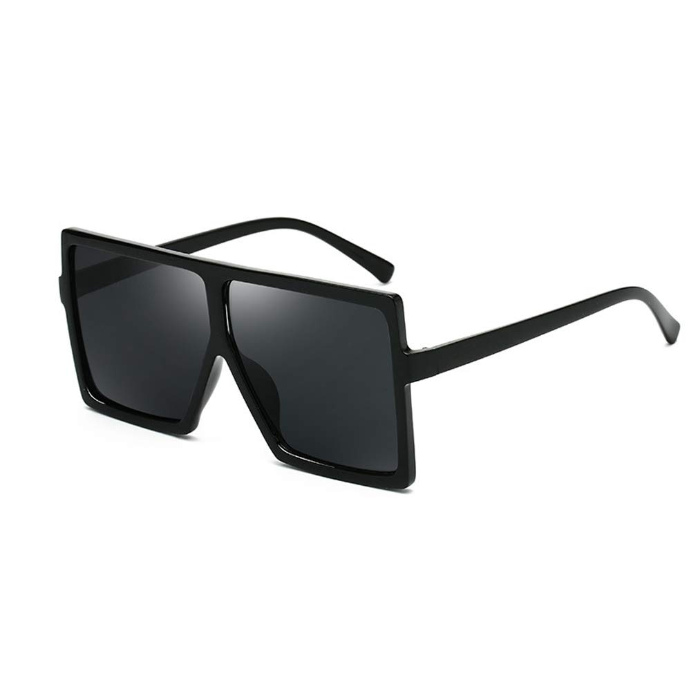 MYSNKU Fashion Square Large Frame Sunglasses Men and Women Eyewear UV400 Black Driving (T36-Black, 65)