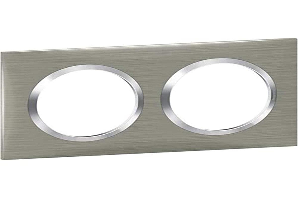 Legrand STYL Dooxie LEG600872 PL 2P Square Switch/Socket Cover Plate with 2 Holes Brushed Stainless Steel Effect