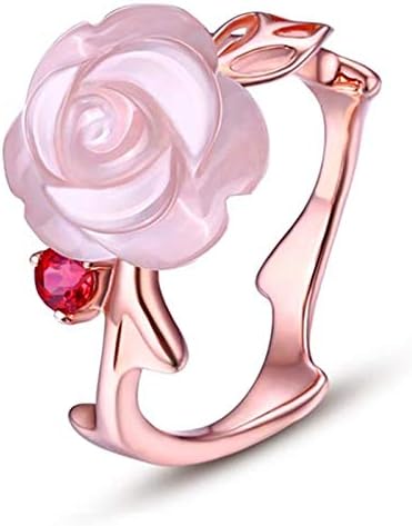 AmDxD Jewelry Engagement Ring 18K Gold Flower Rubellite Rings