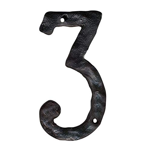 Nach Jsrusticnumber Rustic Hammered Solid Cast Iron House Numbers #3 Black 55 Inches