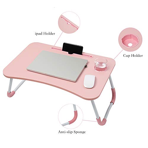 Foldable Laptop Lap Desk, Portable Computer Bed Table Tray with Phone