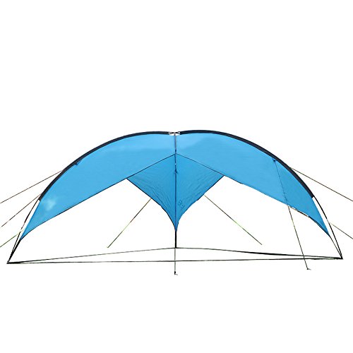 Hasika 15.7 x 15.7 Ft Outdoor Sunshade Basecamp Shelter Tripod Beach Shelter Canopy Fiberglass Poles Family Triangular Sun Shade Camping