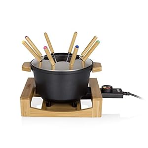 Princess 173025 Fondue Pure Black – Bamboe behuizing – 1.5 liter – 8 personen