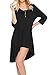 Naggoo Womens 3 4 Sleeve High Low Handkerchief Hemline Tunic Top Black