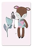 Fiona Fawn Deer Single Toggle Switchplate Wall Cover Fawn Deer with Sparrow and Flower
