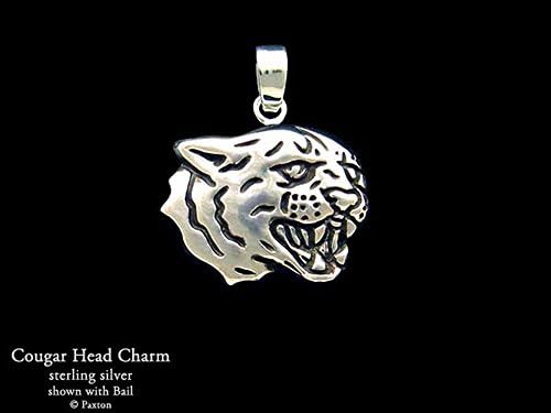 Paxton JewelryCougar Head Charm Cougar Necklace in Solid Sterling Silver Hand Carved & Cast by Paxton