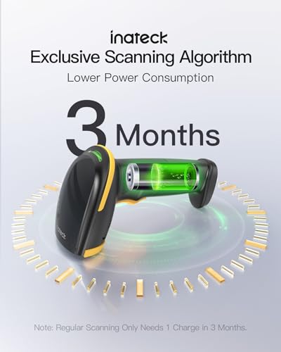Inateck BCST-21 Wireless 1D Barcode Reader, 3 in 1 Barcode Shower Compatible with Bluetooth and 2.4GHz Wireless and USB Wired, 2000mAh with APP and SDK, for Android iOS PC, BCST-21