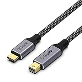 QGeeM USB C to Mini DisplayPort, 4K@60Hz Braided 6ft USB 3.1 Type C to Mini DP Cable for MacBook Pro 2017/2016, Surface Book 2, Galaxy S8 S9(Not Support Thunderbolt2, Any Monitor or HDD) (Black)