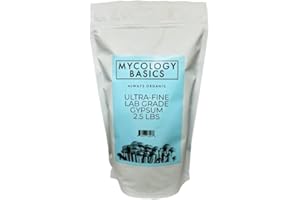 MYCOLOGY BASICS (2.5 lbs) Ultra-Fine Food Grade Gypsum for Mushroom Substrates, Brewing, Tofu - No Additives, 97% Calcium Sulfate 22.5% Calcium (Ca) 18% Sulfur (S) - Packaged in HEPA filtrated enclosure for sterility
