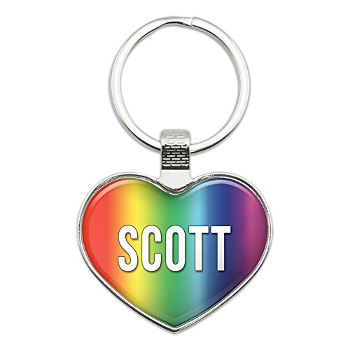 Graphics and More Metal Keychain Key Chain Ring Rainbow I Love Heart Names Male S Sach - Scott
