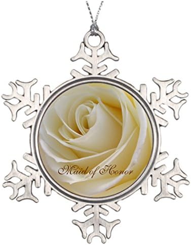 Just Redo White Cream rose Maid of Honor Personalised Christmas Tree Decoration Christmas Snowflake Ornament Designs