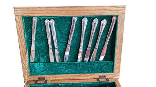 Deluxe Oak Silverware Chest with Rose Design, - Thumbnail 4