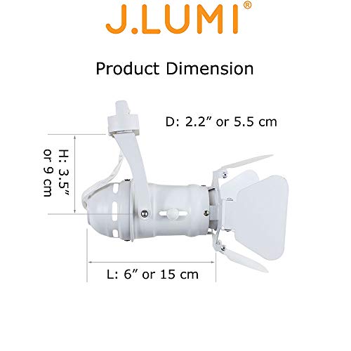 J.LUMI TRK9600W LED Track Light Fixture | Includes LED 5W Bulb | Vintage Mini Spotlight | Adjustable Tilt Angle, White Paint Finish | Compatible Rail RAL1002W (not Included) - Thumbnail 4