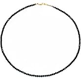 LARVOVUE Black Dainty Beaded Choker Necklace for Women Trendy Boho Beaded Chain Choker (Black)