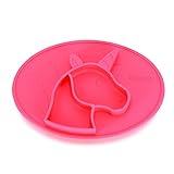 Kirecoo All in One Unicorn Silicone Placemat Reduce Slip Spill Proof Plate for children,kids,toddlers,fits all flat area,dining table (Pink)