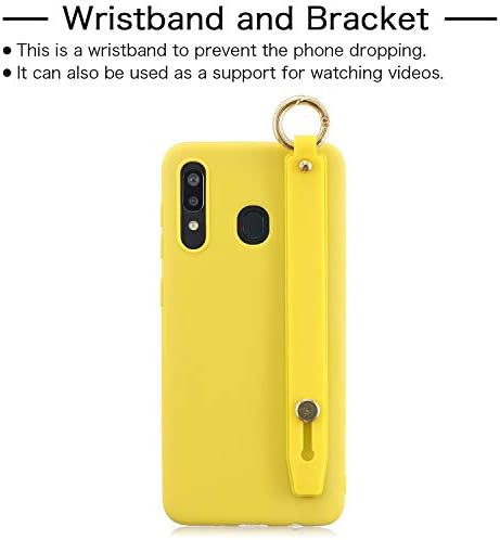 ZCXG Compatible with Case Samsung Galaxy A30 Case Solid Color Wrist Band Kickstand TPU Soft Shell Scratch Resistant Anti Smudge Slim Simple Yellow