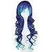 Miss U Hair Women Long Curly Gradient Blue & Purple Party Cosplay Costume Wig C023