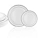Stately Elegance Designs 200 Piece White and Silver Rimmed Plastic Plate Set – Includes 100 10.25