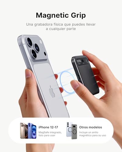 BOYA Notra Grabadora de Voz AI, Control por Aplicación, Transcripción y Resumen con Tecnología IA, 64GB de Memoria, Grabadora de Audio para Conferencias, Reuniones, Llamadas Negro