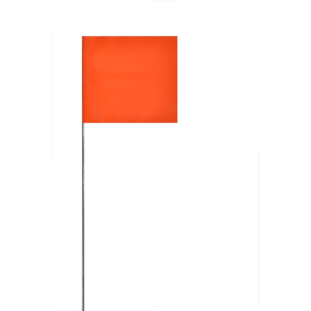 Swanson FOG30100 2-Inch by 3-Inch Marking Flags with 30-Inch Wire Staffs, Orange 100 Pack