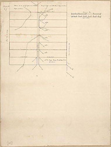 Vintage 1805 Map of Plat of the concessions to Manuel Gayoso de Lemos in Baton Rouge District, Spanish West Florida East Baton Rouge Parish, Louisiana, Lousiana, United States