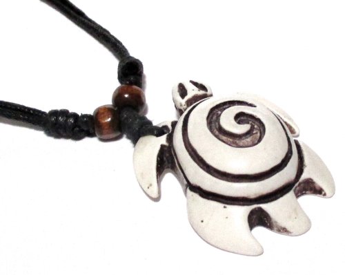 White Turtle Necklace with Spiral 