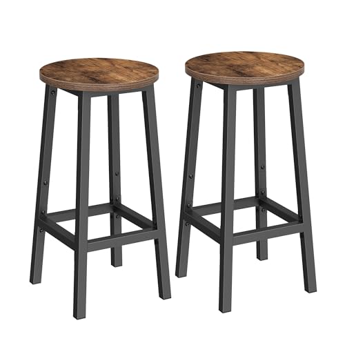 VASAGLE Barhocker, 2er Set, 65 cm hoch, mit Fußstütze
