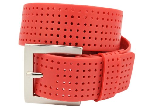 PGA Tour Men's Silicone Perforated Golf Belt 34 Red
