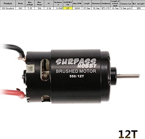 halonzhor Brush Motor 1/10 RC Car 550 12T 21T 27T 35T Brushed Motor for 1/10 RC Car HSP HPI Wltoys Kyosho TRAXXAS Brush Motor 7.4V 3.175 mm (12T) TRAXXAS, 12T