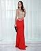 Miss ord Women's O Neck Long Sleeve Bodycon Maxi Dress for Prom Red