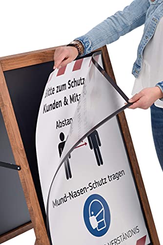 DISPLAY SALES A1 Wooden Sidewalk Stop | Outdoor Sidewalk Stop with 2 Magnetic Sheets Included | Waterproof Poster Holder A1 Size | Beech Wood Menu Board | Magnetic Board