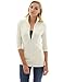 PattyBoutik Women's Collar Pockets Casual Zip Jacket (Heather Off-White S)