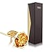 ZJchao 24K Gold Rose for Her, Dipped Gold Rose Eternity Love Real Golden Plated Preserved Eternal Flower with Rose Stand Present for Wife/Girlfriend/Couple (Gold)
